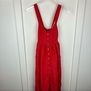 Intimately Free People | Red Midi Button Front Cotton Blend Dress